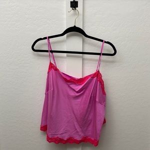 SKIMS Lace Trimmed Silk Cami in Neon Orchid size 4x